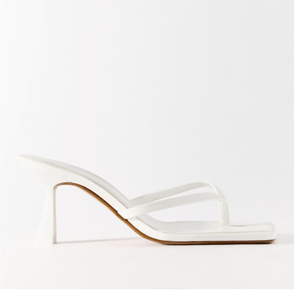 Zara Strappy Toe Post Heel Leather Sandals